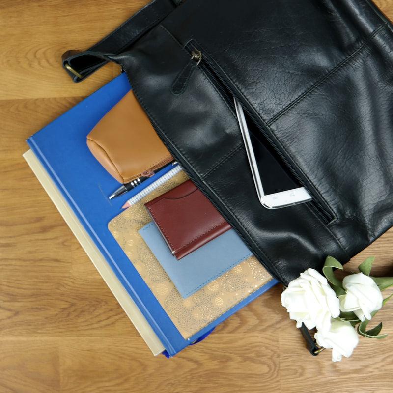 Leconi Umhängetasche Beuteltasche Ledertasche Damentasche Leder schwarz LE0064 Bis zu 65% Rabatt
