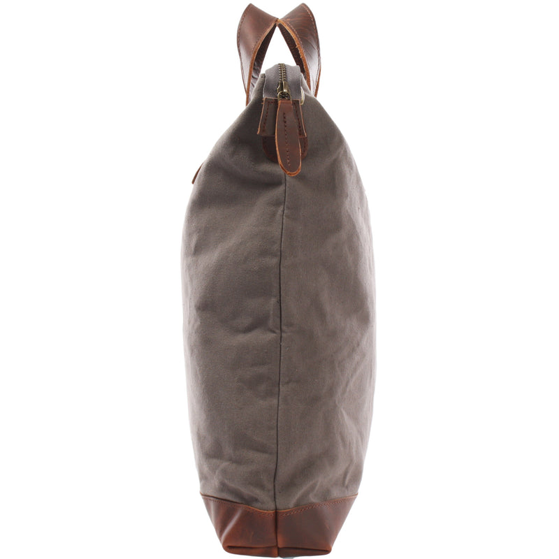 Leconi Shopper Henkeltasche Damen Canvas Leder braun grau LE0037 Nur für heute