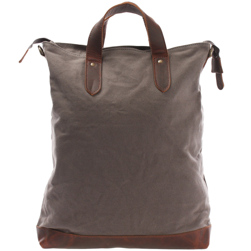 Leconi Shopper Henkeltasche Damen Canvas Leder braun grau LE0037 Nur für heute