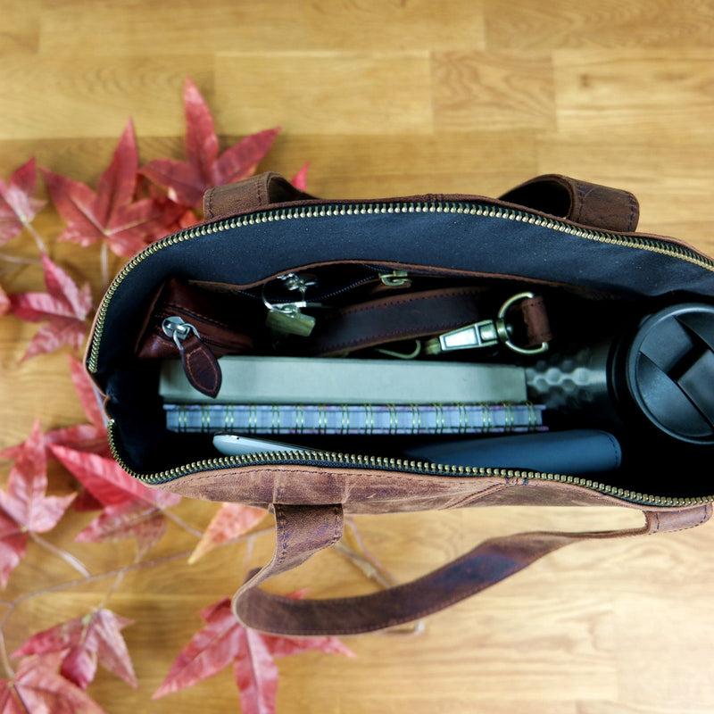 Leconi Shopper Schultertasche Damen Handtasche Ledertasche Henkeltasche Leder schlamm LE0060 Sonderangebot der Fabrik