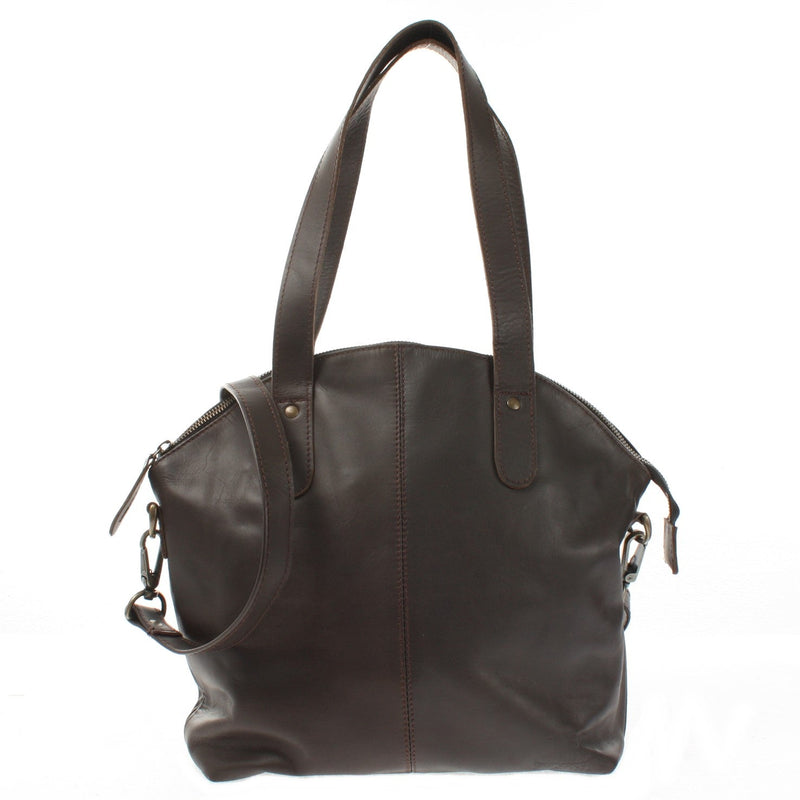 Leconi Shopper Schultertasche Damen Handtasche Ledertasche Henkeltasche Leder dunkelbraun LE0060