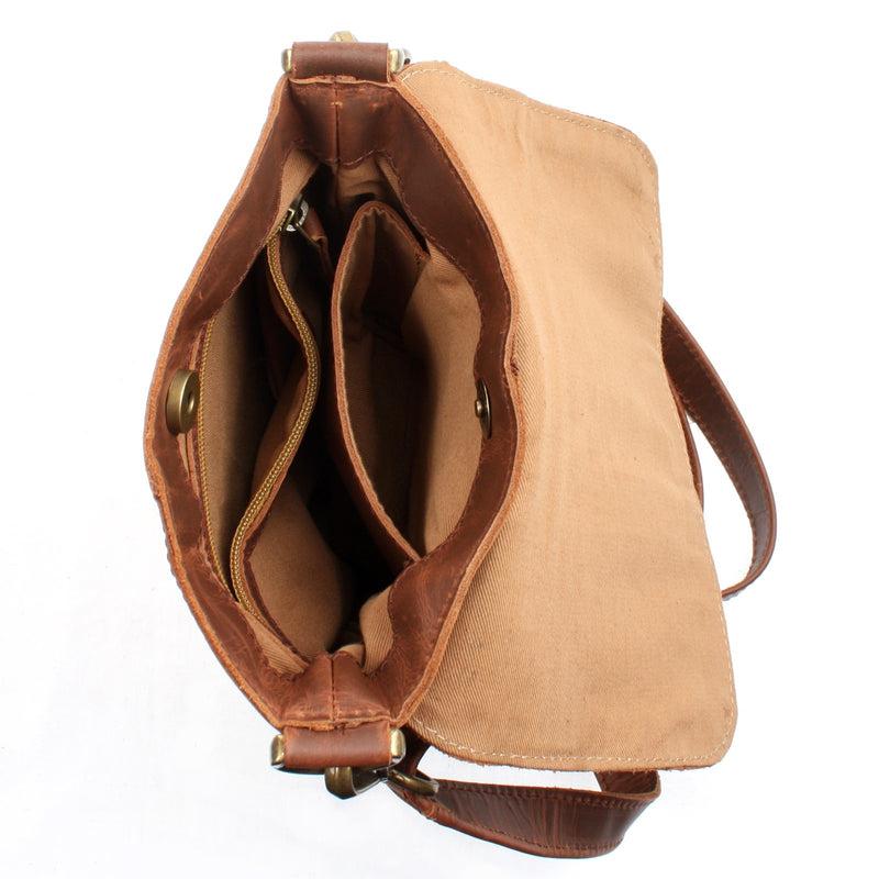 Leconi kleine Umhängetasche Damentasche Herrentasche Ledertasche braun LE3033 Bis zu 55% Rabatt