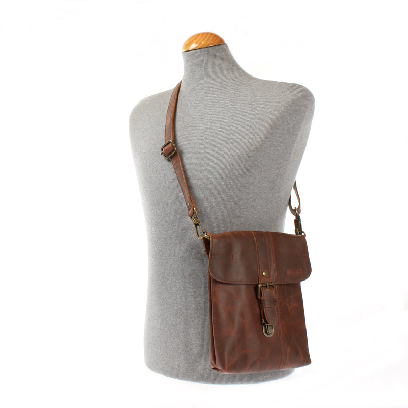 Leconi kleine Umhängetasche Damentasche Herrentasche Ledertasche braun LE3033 Bis zu 55% Rabatt