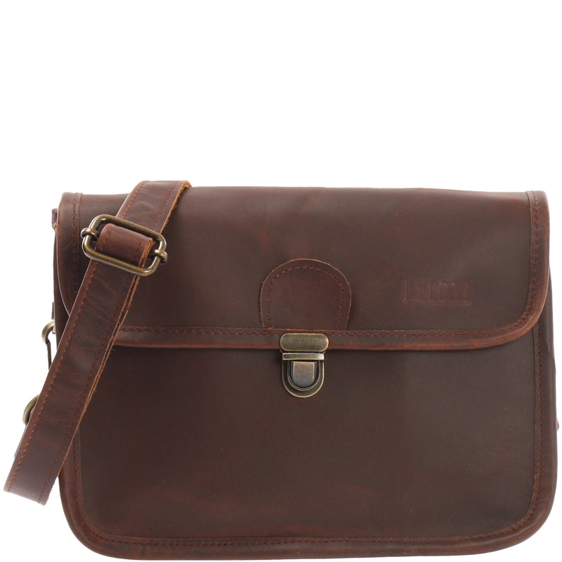 Leconi kleine Schultertasche Ledertasche Damentasche Leder braun LE3041