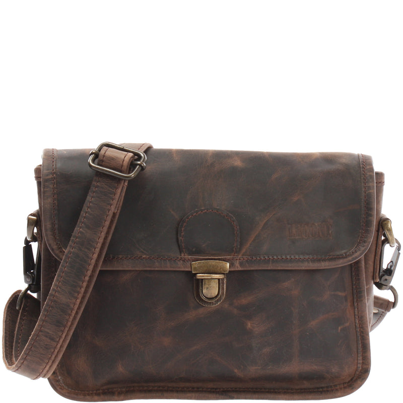 Leconi kleine Schultertasche Umhängetasche Leder Leder schlamm LE3041