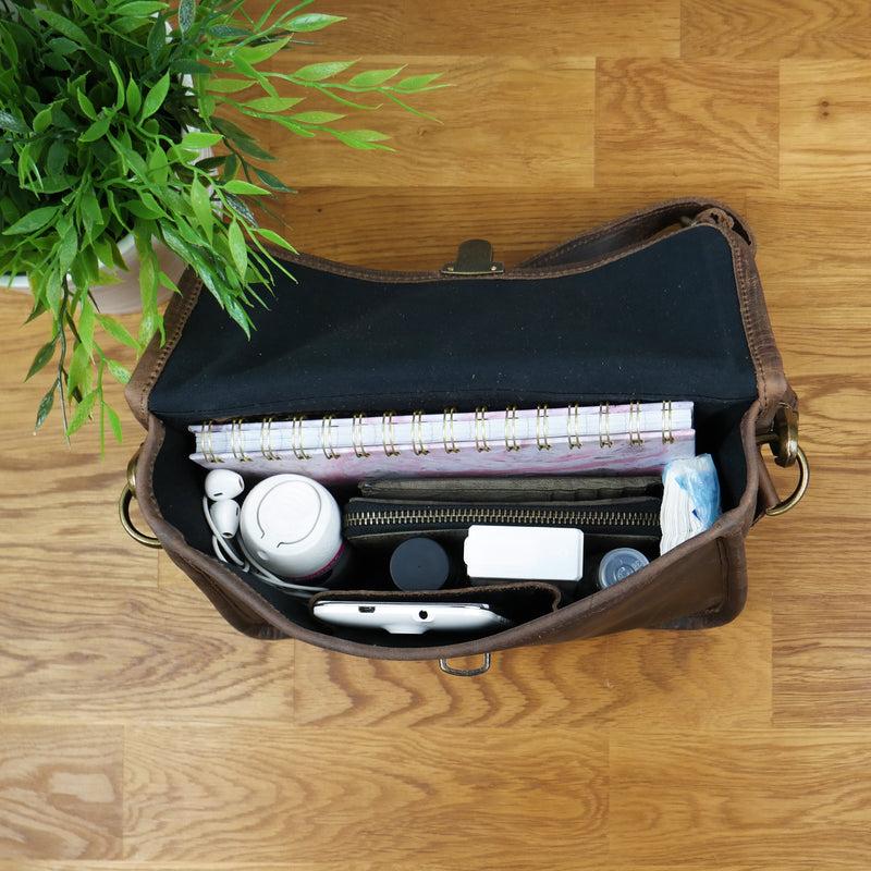 Leconi kleine Schultertasche Umhängetasche Leder Leder schlamm LE3041 Nur noch ein Tag übrig
