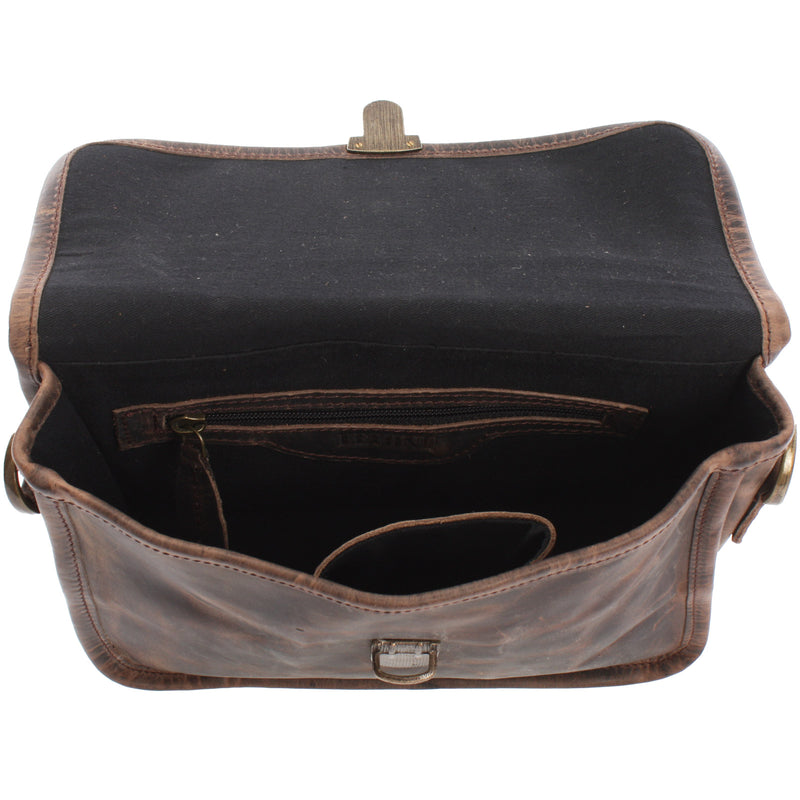 Leconi kleine Schultertasche Umhängetasche Leder Leder schlamm LE3041 Nur noch ein Tag übrig
