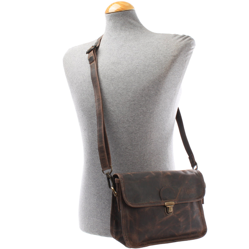 Leconi kleine Schultertasche Umhängetasche Leder Leder schlamm LE3041 Nur noch ein Tag übrig