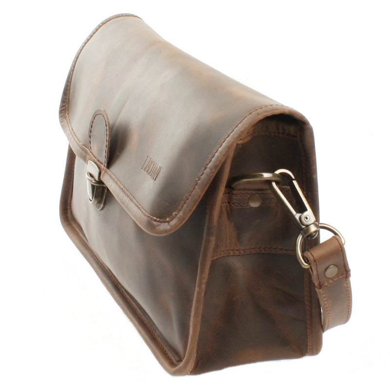 Leconi Schultertasche Umhängetasche Damen Leder gewachstes Rindsleder schlamm LE3044 Super Rabatt