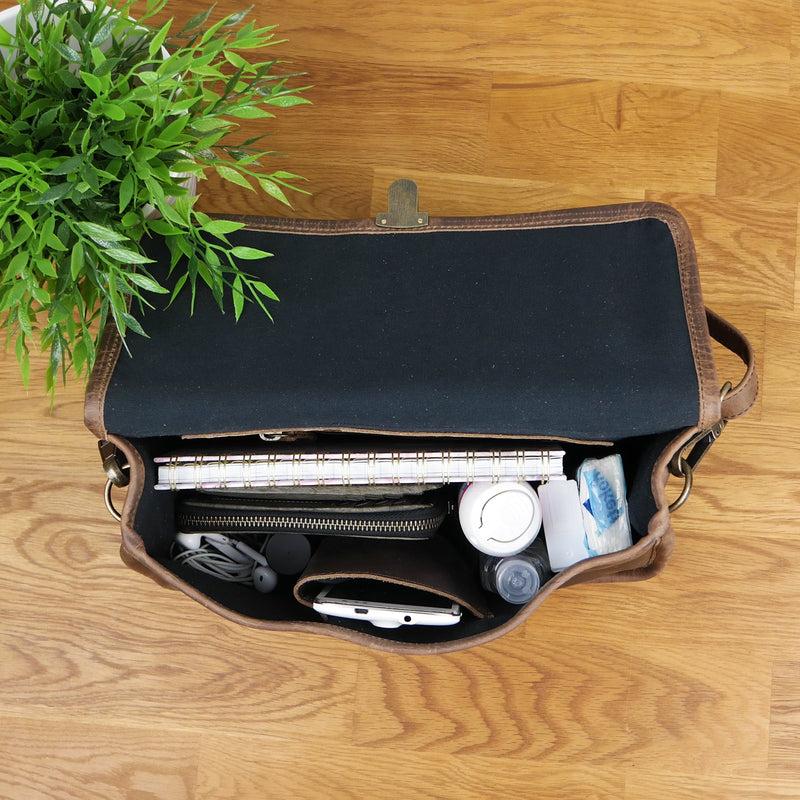 Leconi Schultertasche Umhängetasche Damen Leder gewachstes Rindsleder schlamm LE3044 Super Rabatt