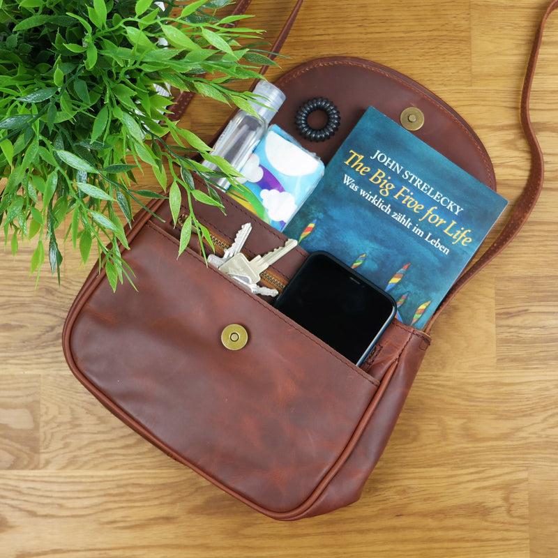 Leconi kleine Umhängetasche Ledertasche Damentasche Schultertasche Leder braun LE3047 50% Rabatt mit kostenlosem Versand