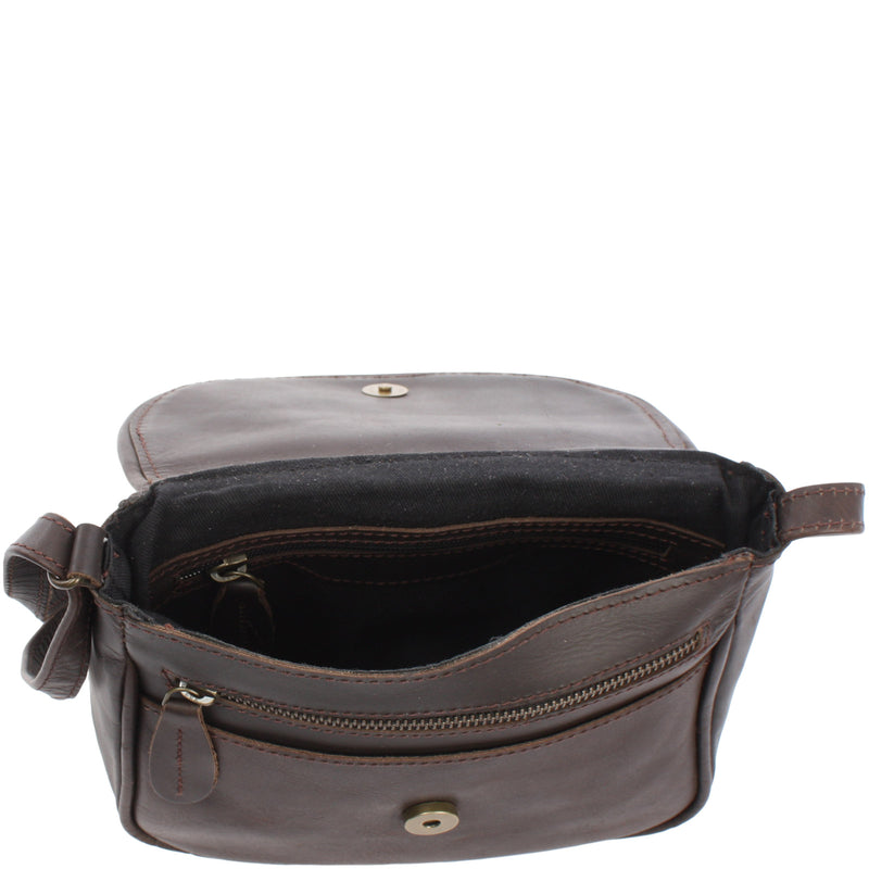 Leconi kleine Umhängetasche Ledertasche Leder dunkelbraun LE3047 Clearance-Verkauf