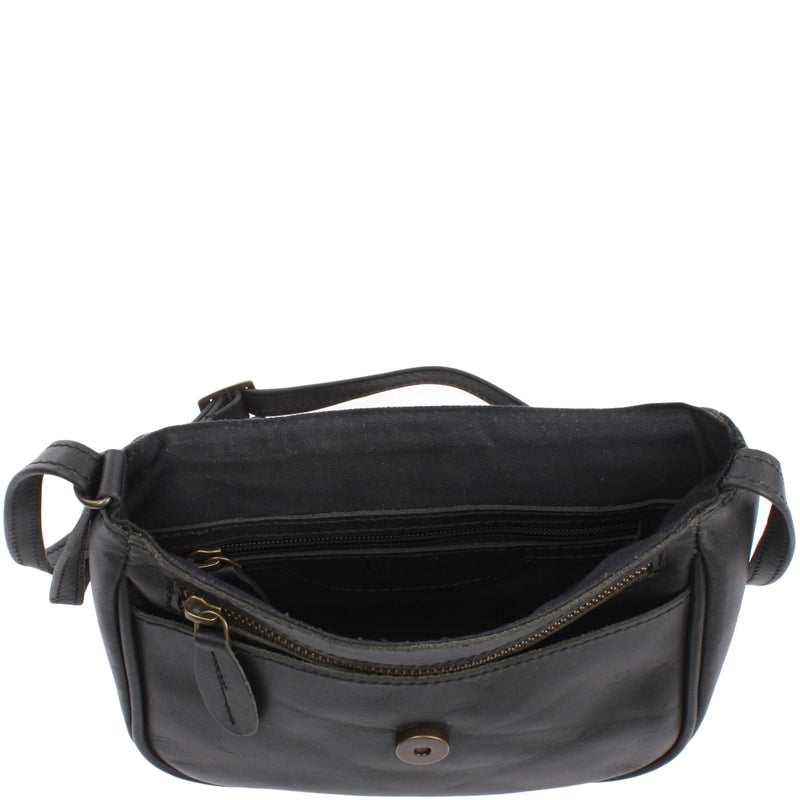 Leconi kleine Umhängetasche Ledertasche Damentasche Schultertasche Leder schwarz LE3047 Kostenloser Versand international