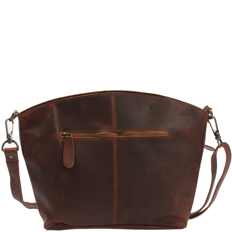 Leconi Umhängetasche Schultertasche Freizeittasche Leder braun LE3050 Fabrikladen
