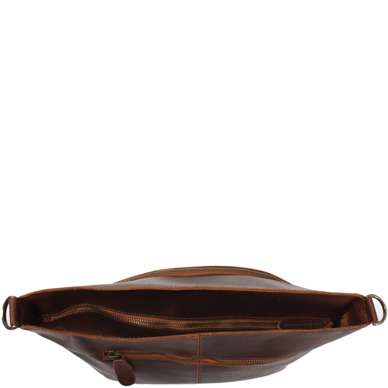 Leconi Umhängetasche Schultertasche Freizeittasche Leder braun LE3050 Fabrikladen