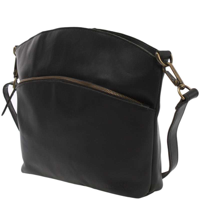 Leconi Umhängetasche Schultertasche Freizeittasche Leder schwarz LE3050 Speichern exportieren