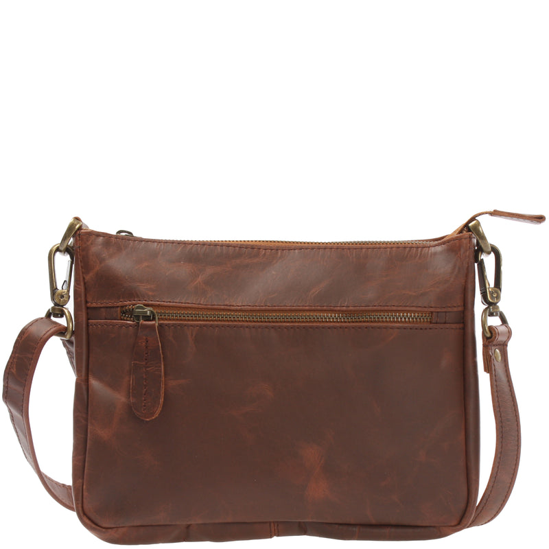 Leconi kleine Umhängetasche Damentasche Clutch Leder braun LE3051 Black Friday Preise