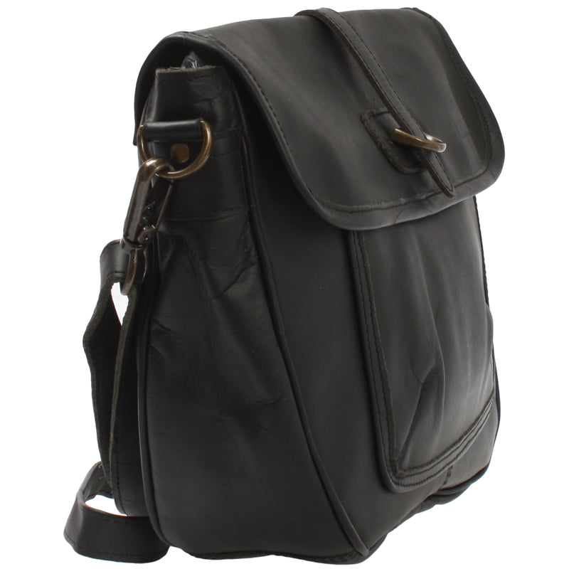 Leconi Umhängetasche Damen Schultertasche Damentasche Handtasche Leder schwarz LE3053 Im Verkauf