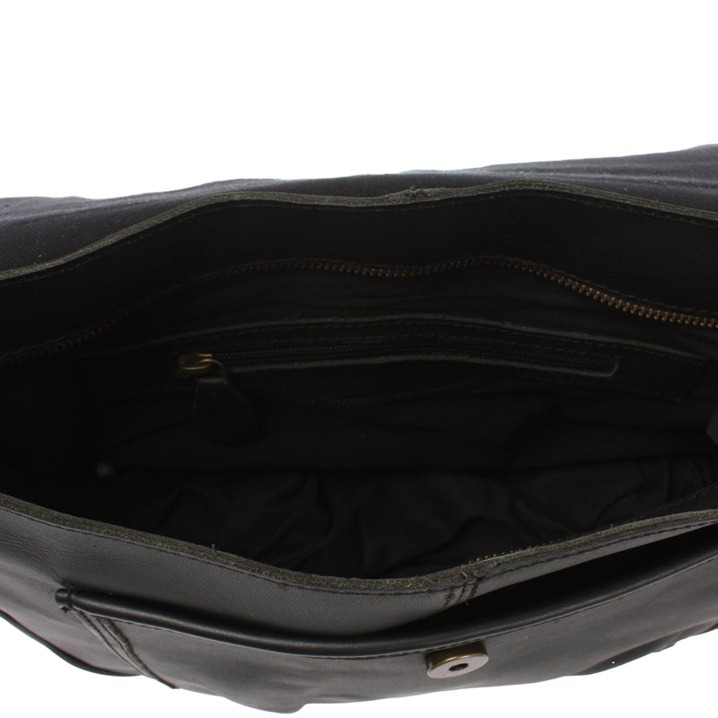 Leconi Umhängetasche Damen Schultertasche Damentasche Handtasche Leder schwarz LE3053 Im Verkauf