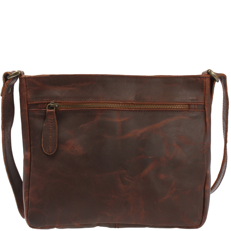 Leconi Umhängetasche Schultertasche Freizeittasche Leder braun LE3058 zollfrei