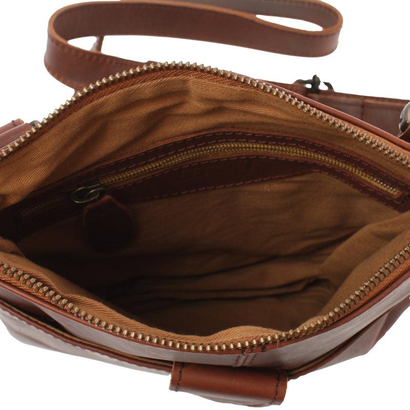 Leconi kleine Umhängetasche Damentasche Herrentasche Ledertasche braun LE3060 50% Rabatt für begrenzte Zeit