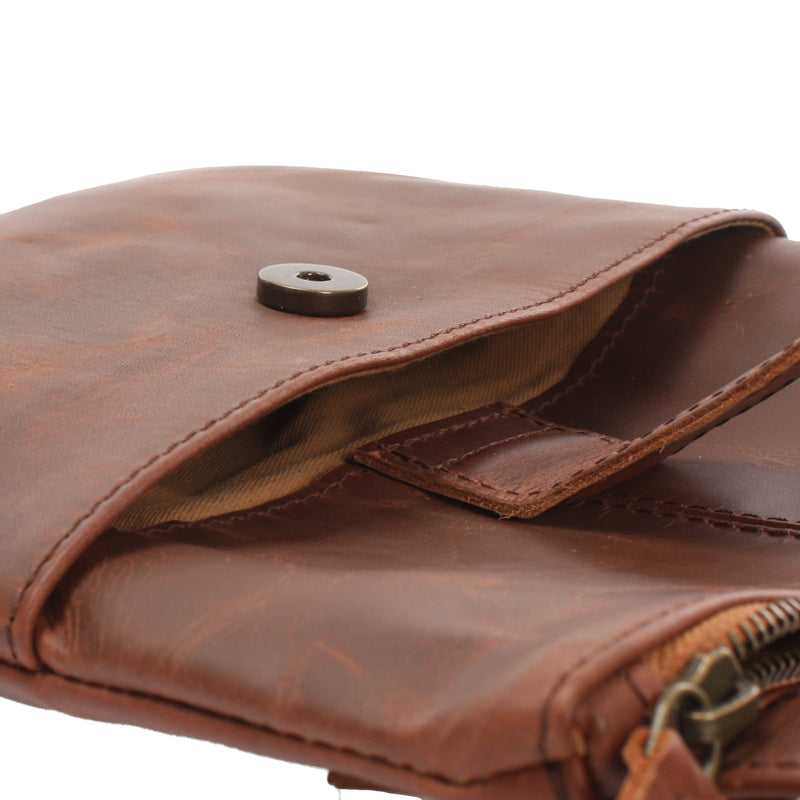 Leconi kleine Umhängetasche Damentasche Herrentasche Ledertasche braun LE3060 50% Rabatt für begrenzte Zeit