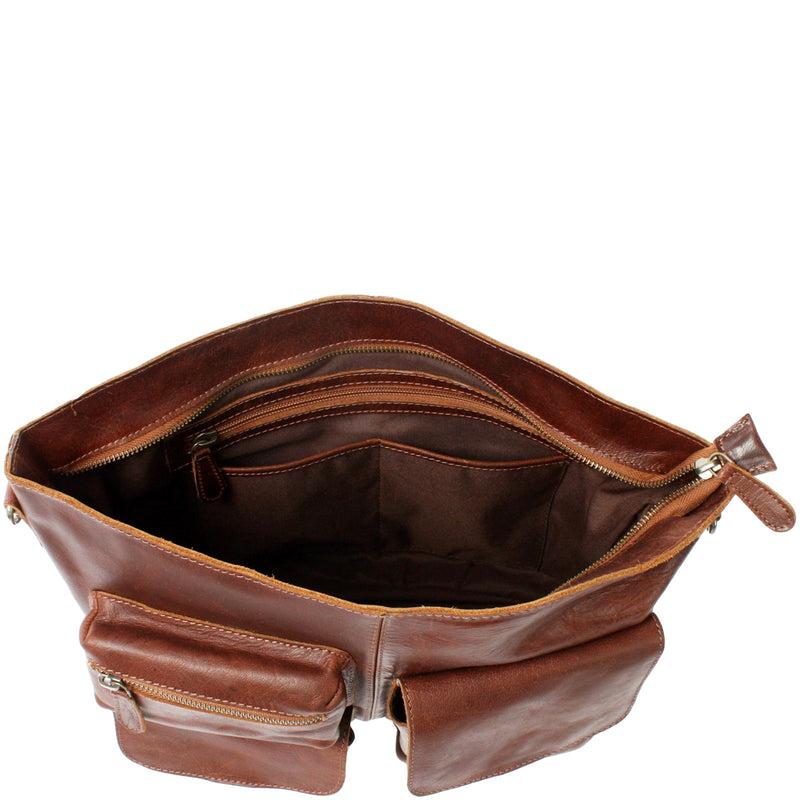 Leconi Schultertasche Umhängetasche Ledertasche Leder Damen braun LE0062 2025