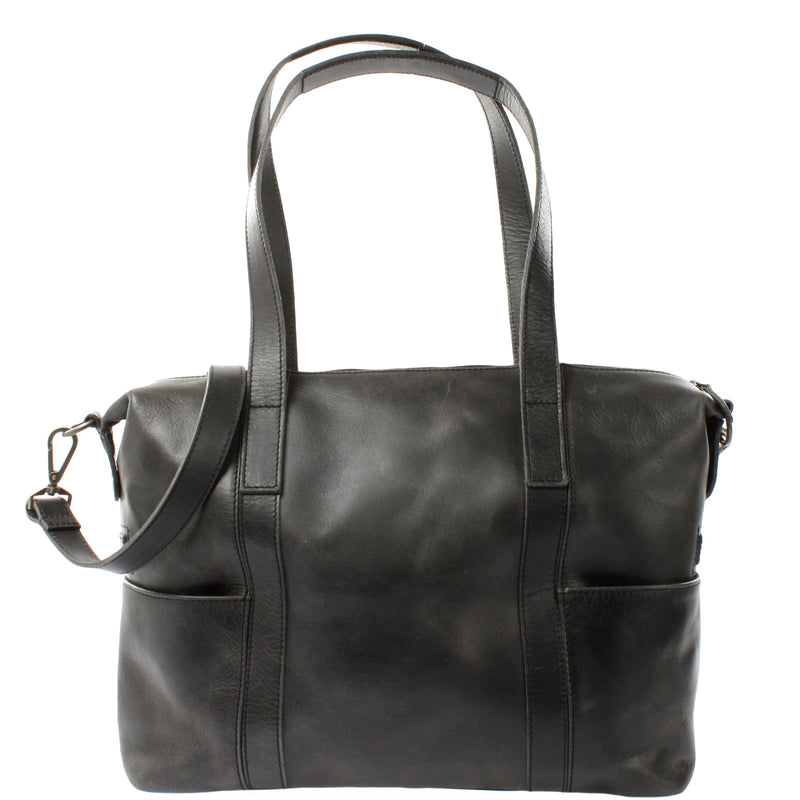 Leconi Shopper Schultertasche Henkeltasche Damen Handtasche Leder dunkelgrau LE0061 Angebote