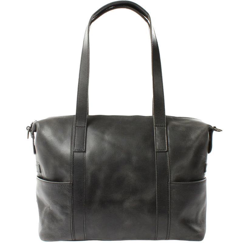 Leconi Shopper Schultertasche Henkeltasche Damen Handtasche Leder dunkelgrau LE0061 Angebote