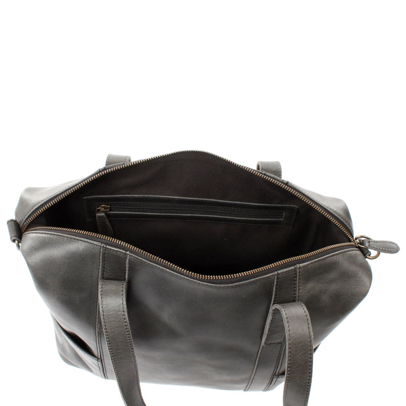 Leconi Shopper Schultertasche Henkeltasche Damen Handtasche Leder dunkelgrau LE0061 Angebote