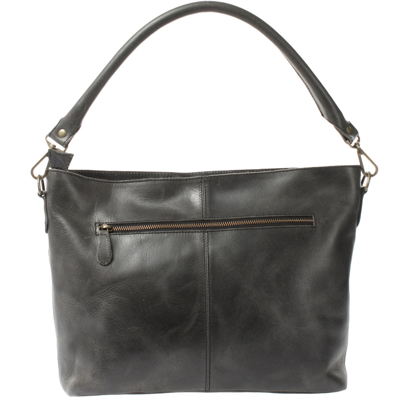 Leconi Schultertasche Umhängetasche Ledertasche Leder Damen dunkelgrau LE0062 Hotsell