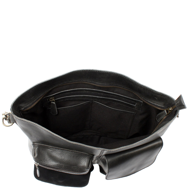 Leconi Schultertasche Umhängetasche Ledertasche Leder Damen dunkelgrau LE0062 Hotsell