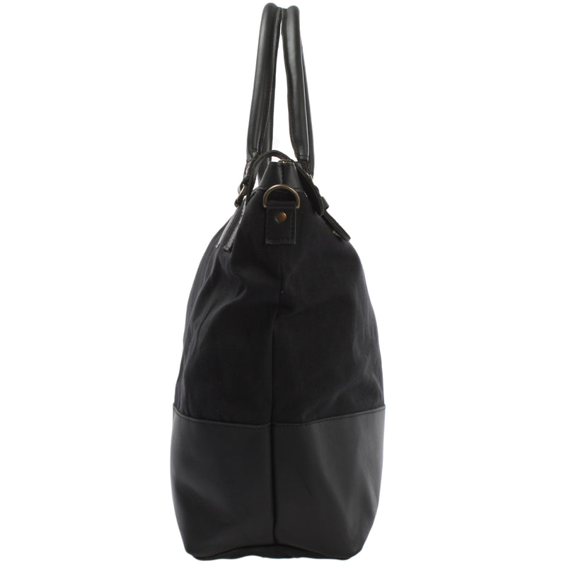 Leconi XXL Shopper Schultertasche Beuteltasche Leder Canvas schwarz LE2005 Meist gekauft