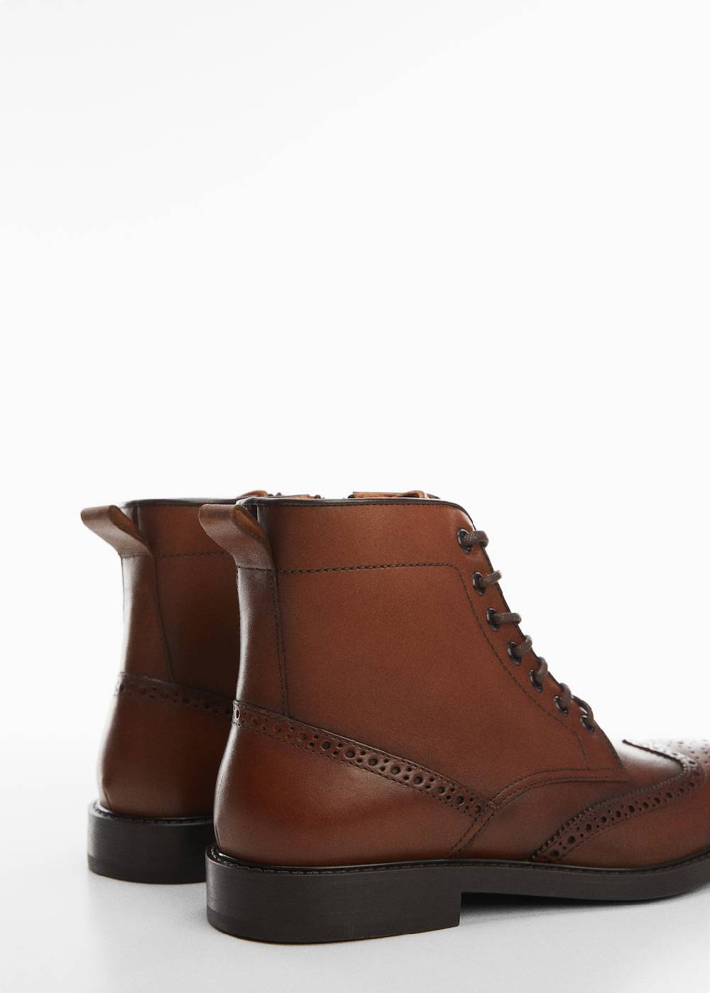 Mango Lederstiefelette mit Stanzdetails VIP-Rabatte