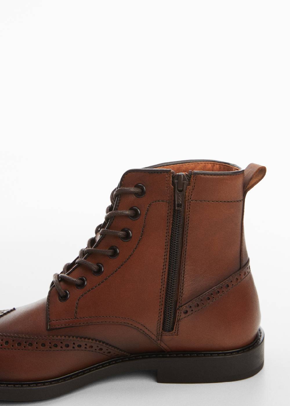 Mango Lederstiefelette mit Stanzdetails VIP-Rabatte