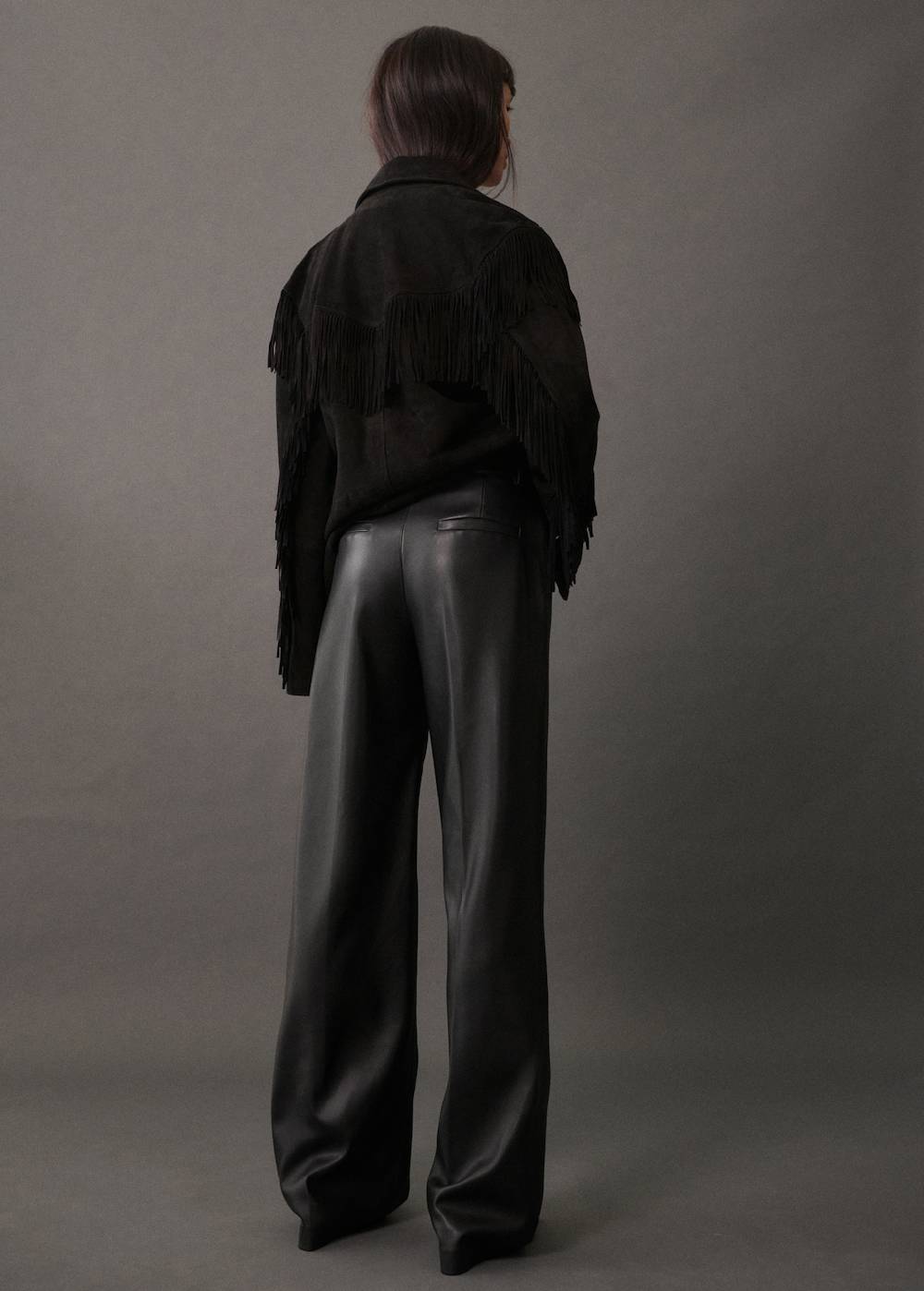 Mango Wideleg-Hose mit Leder-Effekt Tiefpreis
