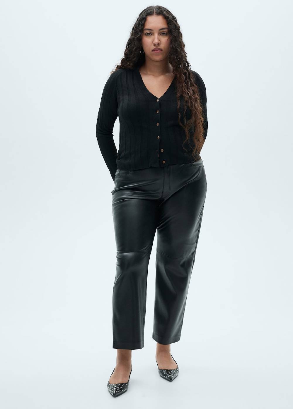 Mango Gerade Hose mit Leder-Effekt Bis zu 55% Rabatt