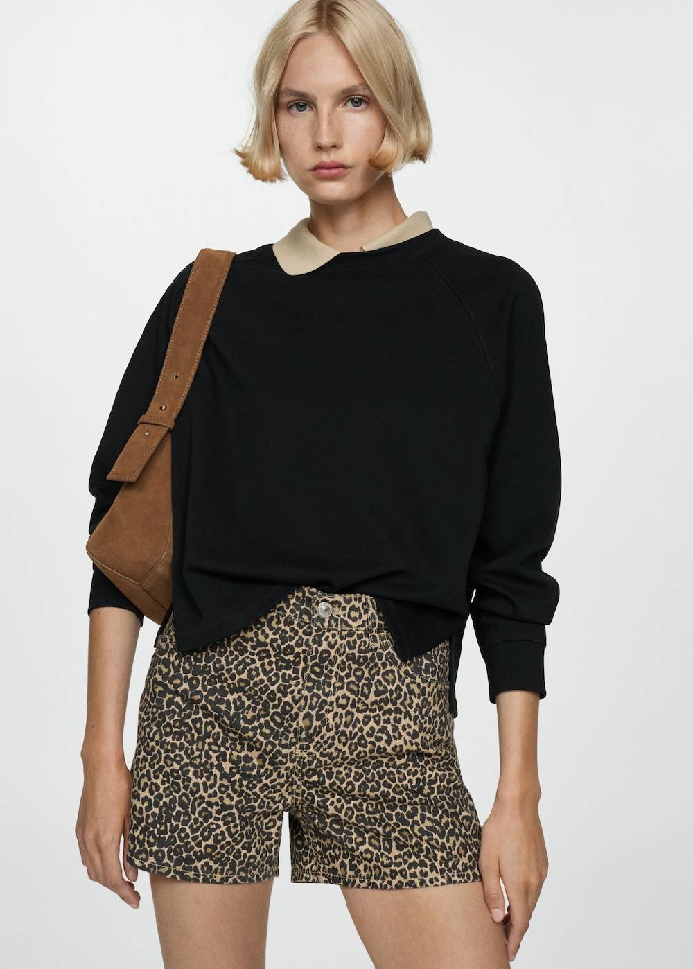 Mango Gerade Shorts mit Leopardenmuster Valentinstagsangebot