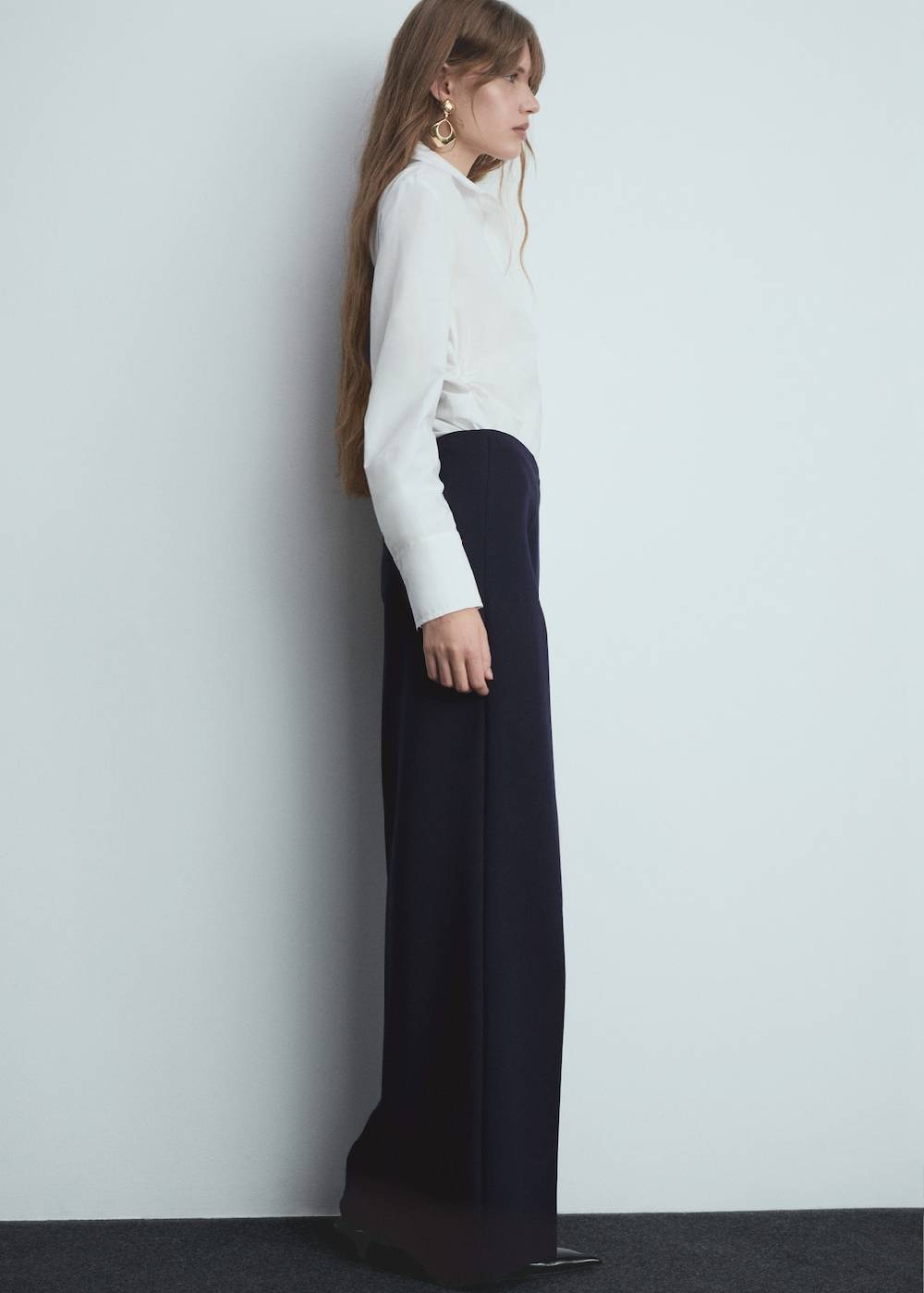 Mango Wideleg-Bundfaltenhose Sonderangebote