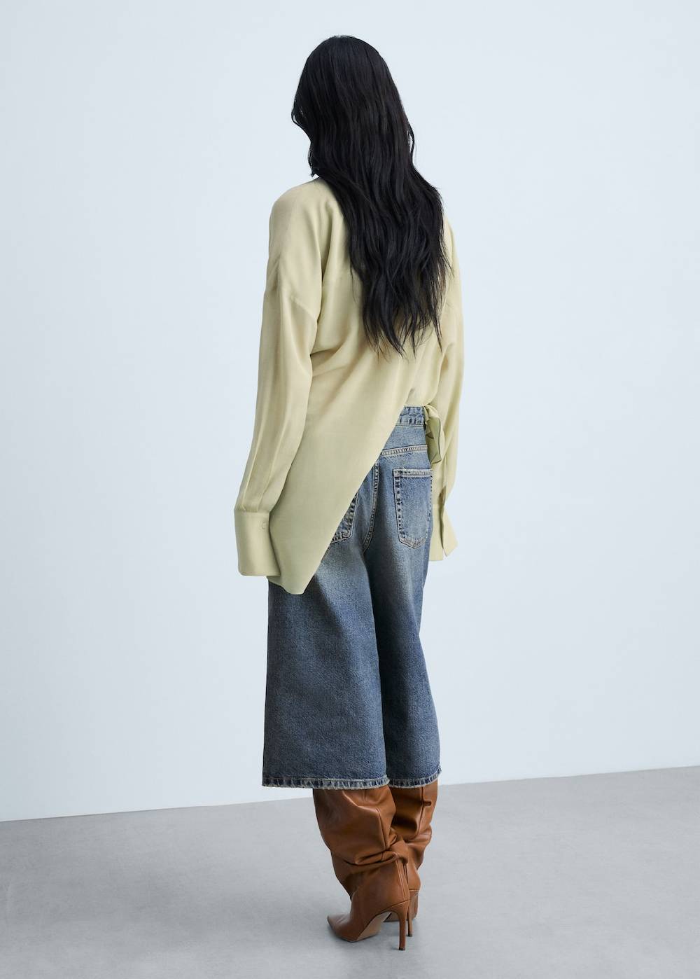 Mango Wideleg-Jeans-Bermudashorts Super Sparpreis