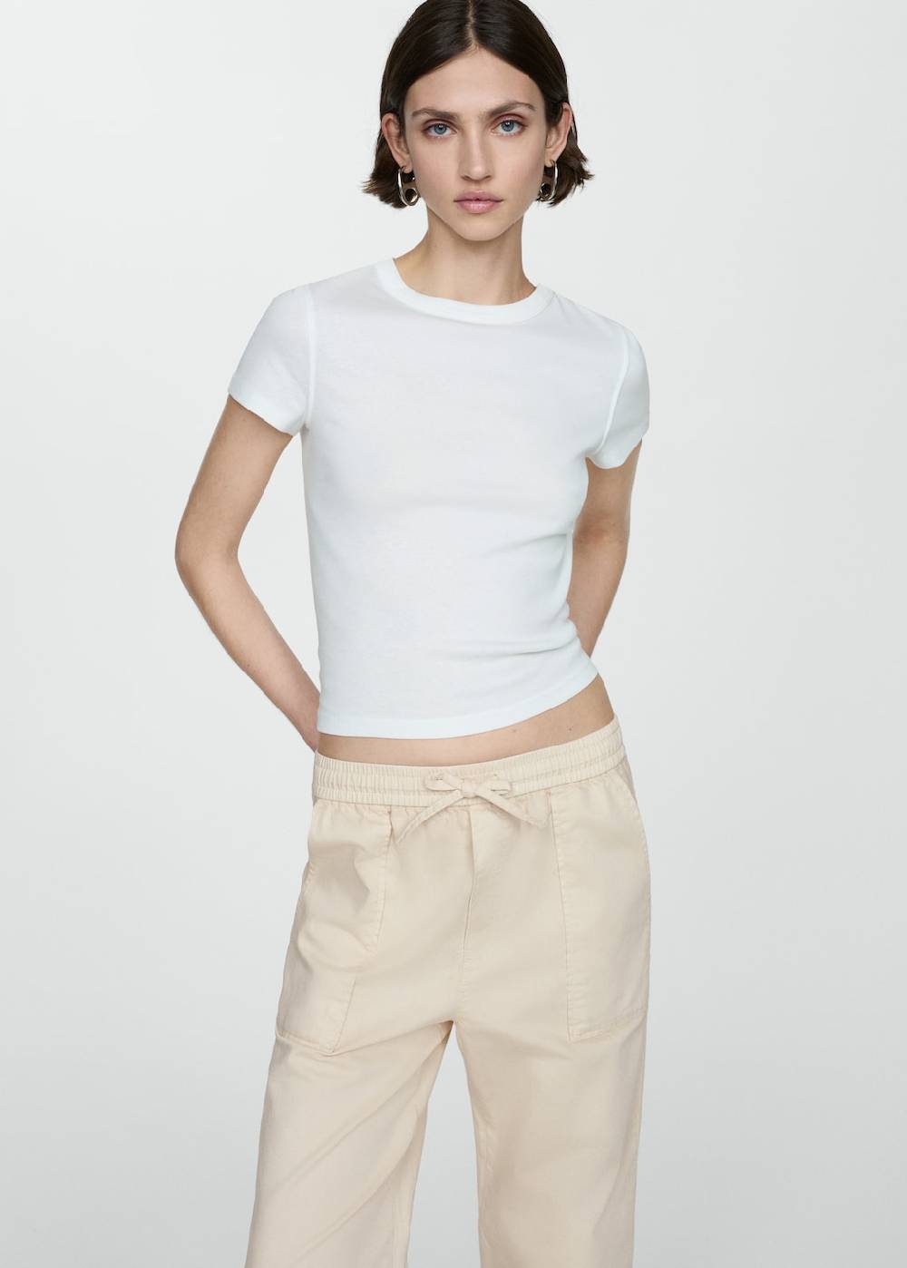 Mango Baumwollhose mit Gummibund Black Friday Preise
