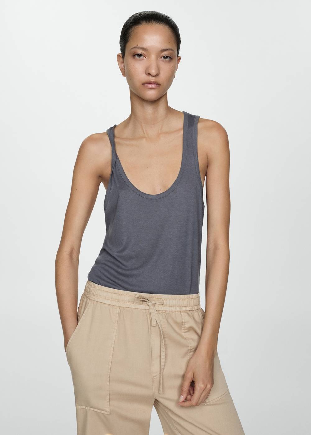 Mango Baumwollhose mit Gummibund Auslauf