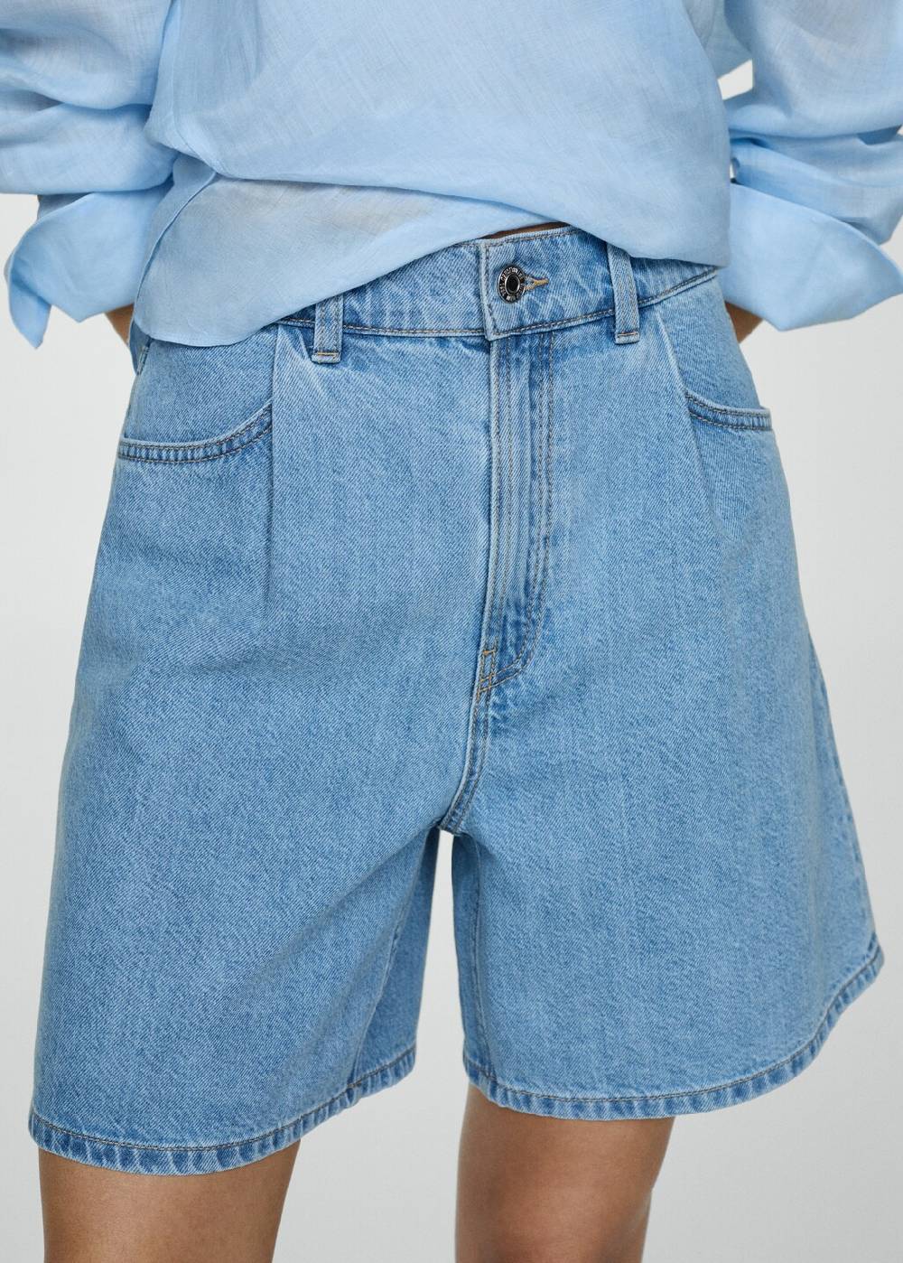 Mango Jeans-Shorts mit Bundfalten Günstig kaufen