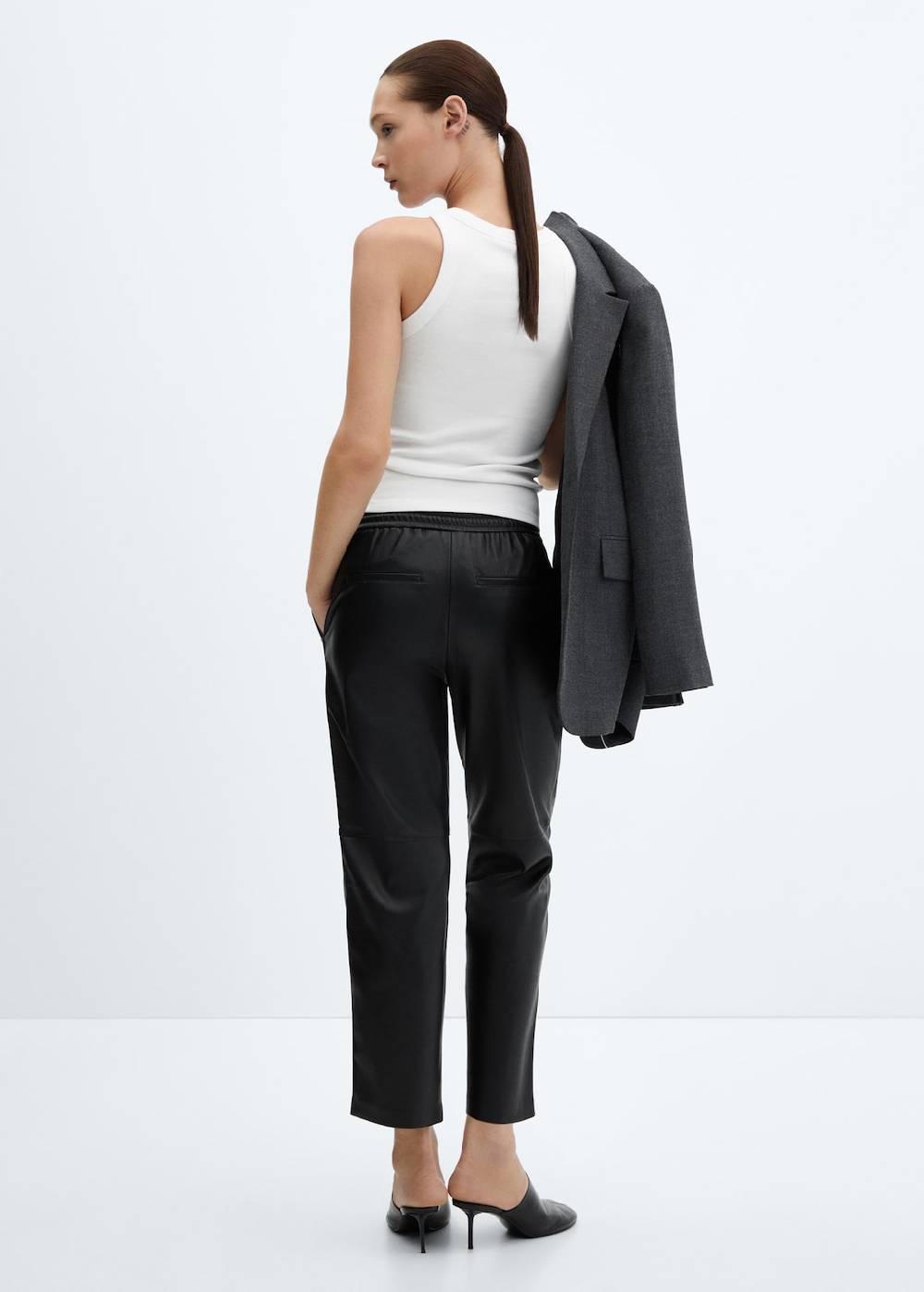 Mango Hose mit Stretchbund und Leder-Effekt Online Shopping