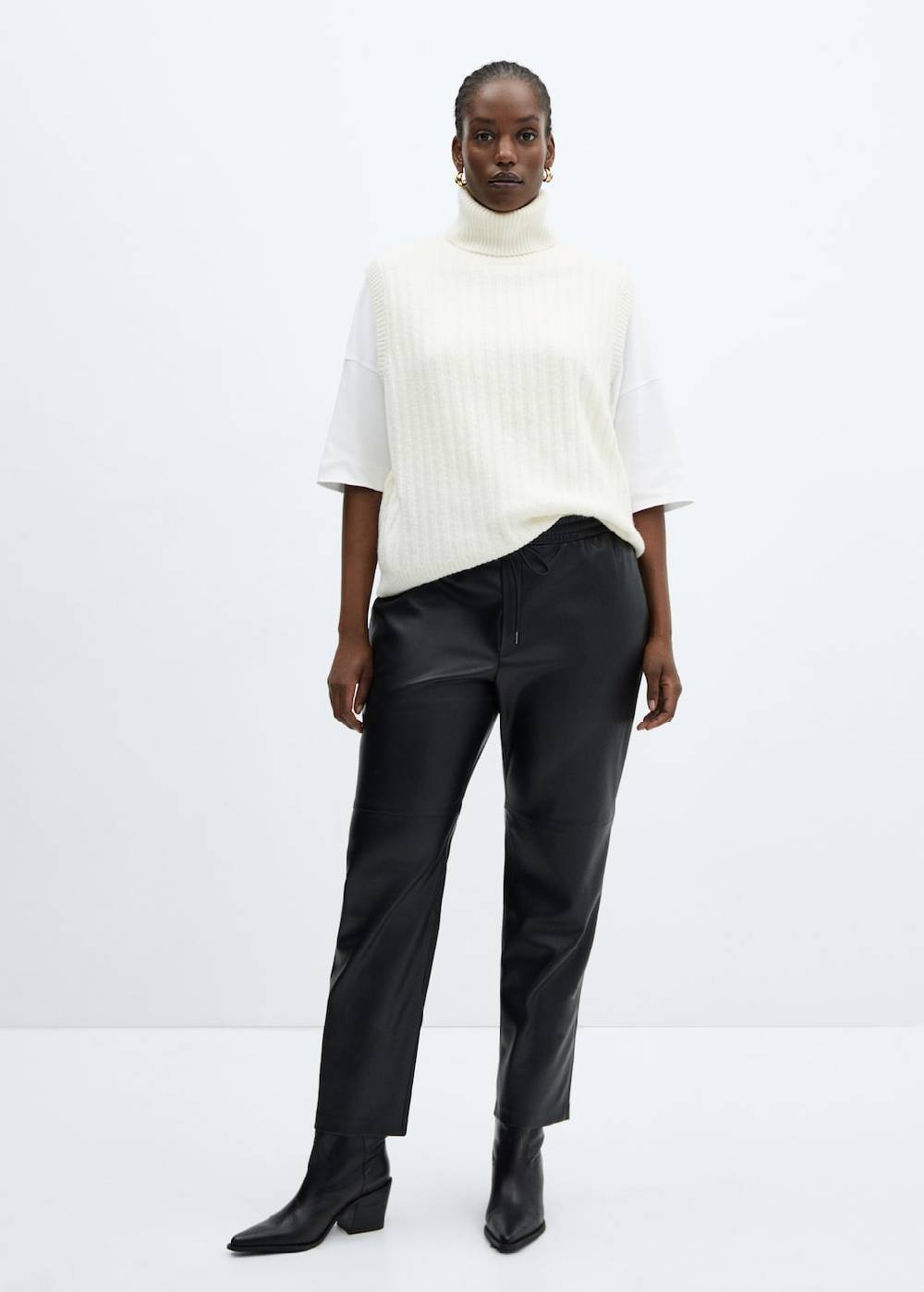 Mango Hose mit Stretchbund und Leder-Effekt Online Shopping