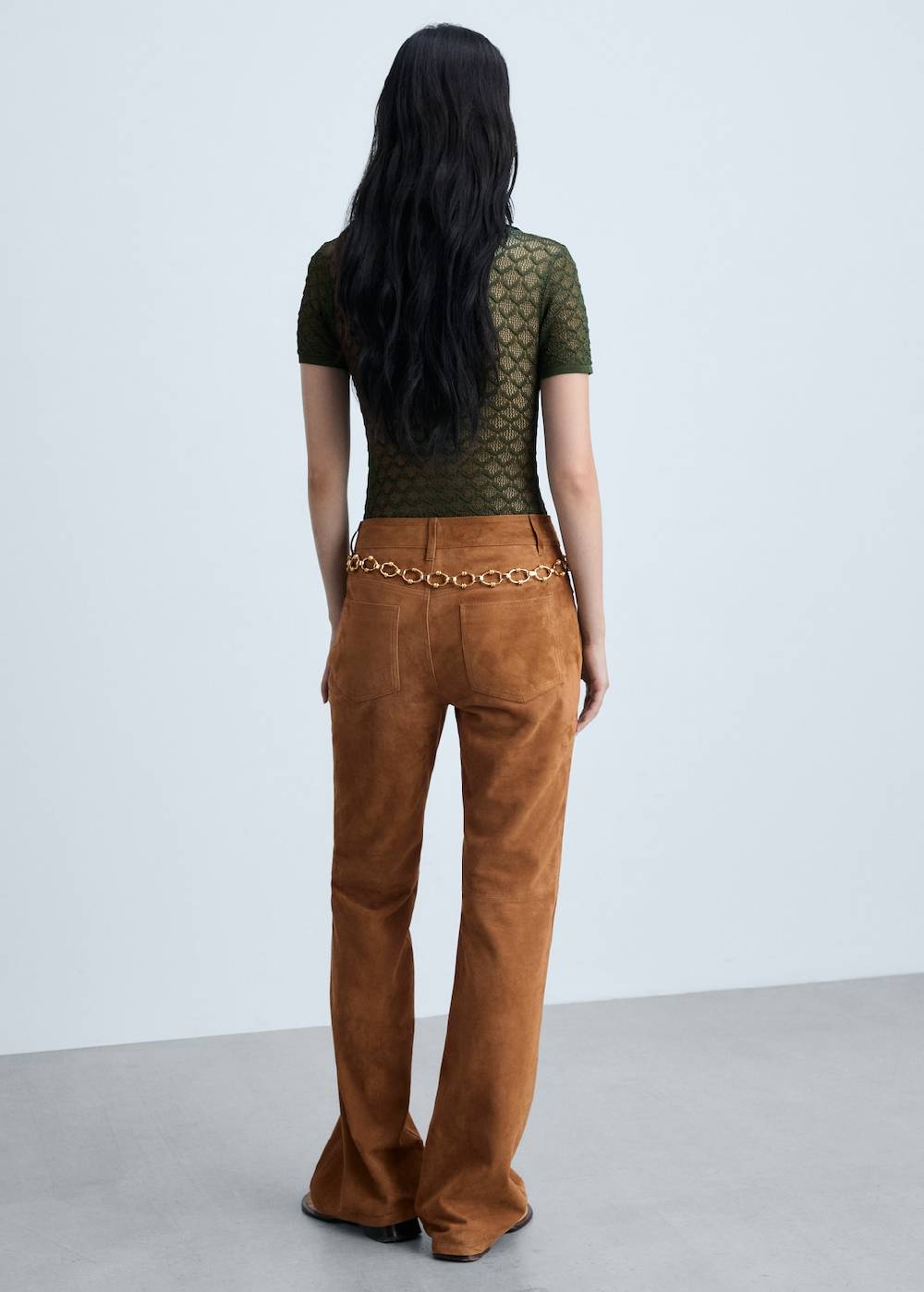 Mango Straight Fit Lederhose Lagerräumung