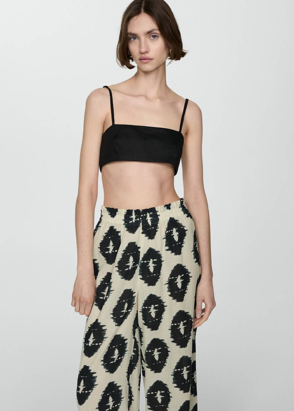 Mango Gemusterte Wideleg-Hose Sonderangebote