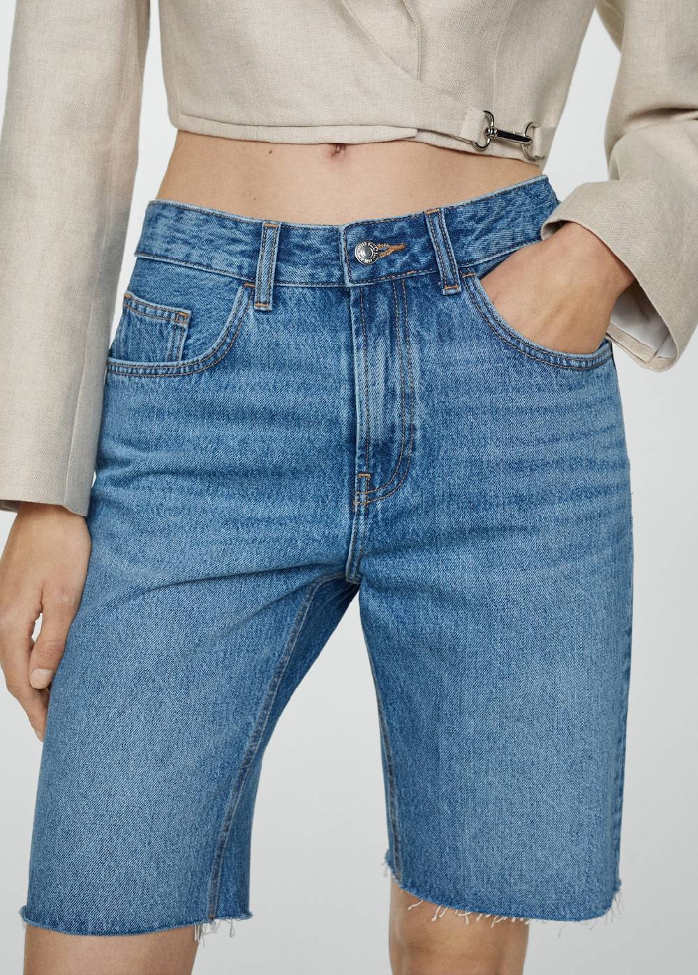 Mango Gerade Jeans-Bermudashorts Letzte 3 Tage