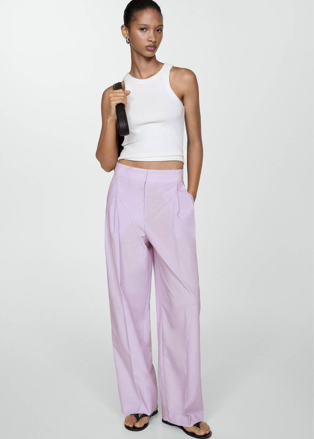 Mango Gestreifte Wideleg-Hose Bis zu 50% Rabatt