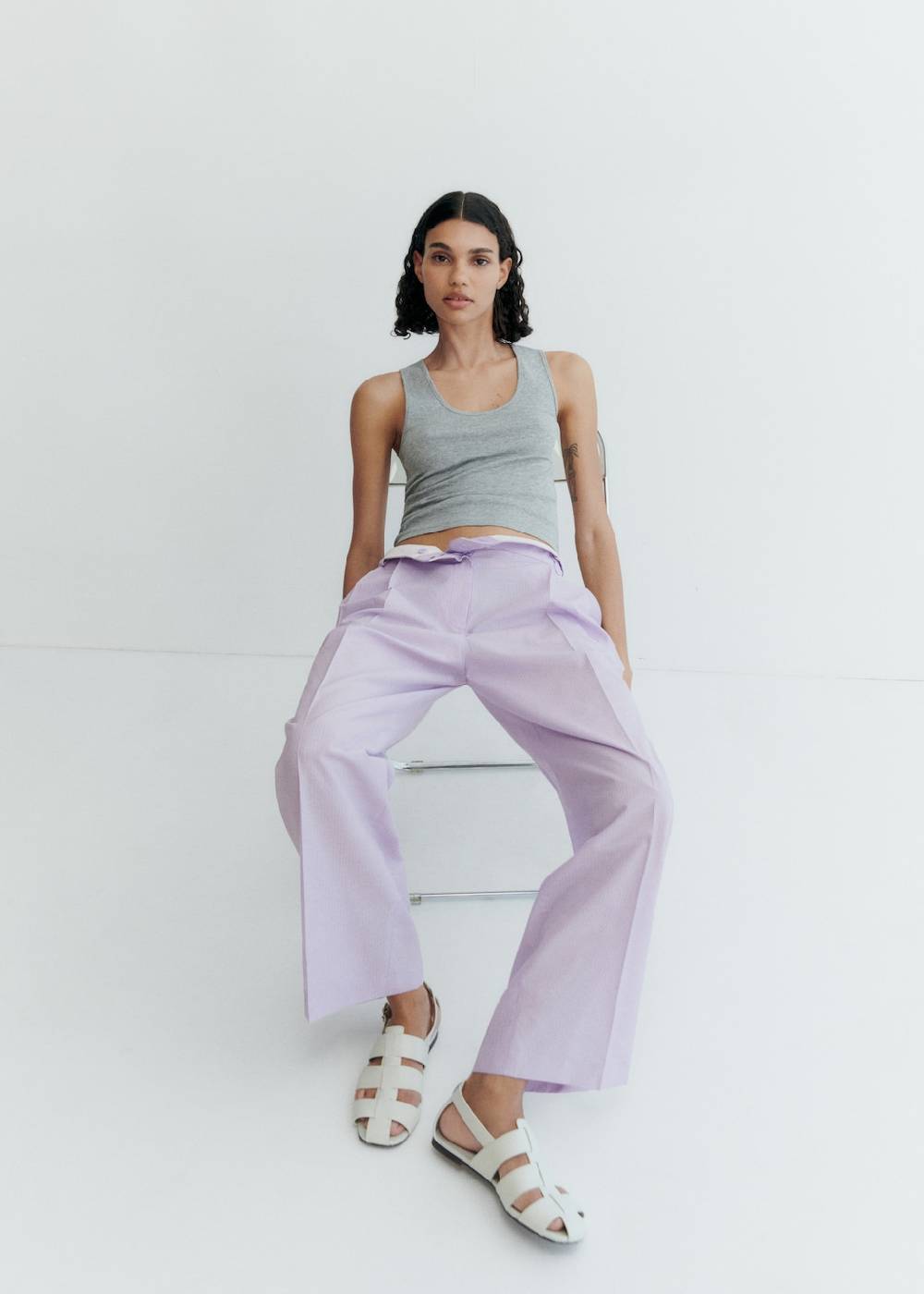 Mango Gestreifte Wideleg-Hose Bis zu 50% Rabatt